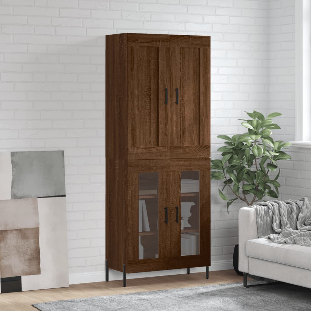 Berkfield Highboard Brown Oak 69.5x34x180 cm Engineered Wood