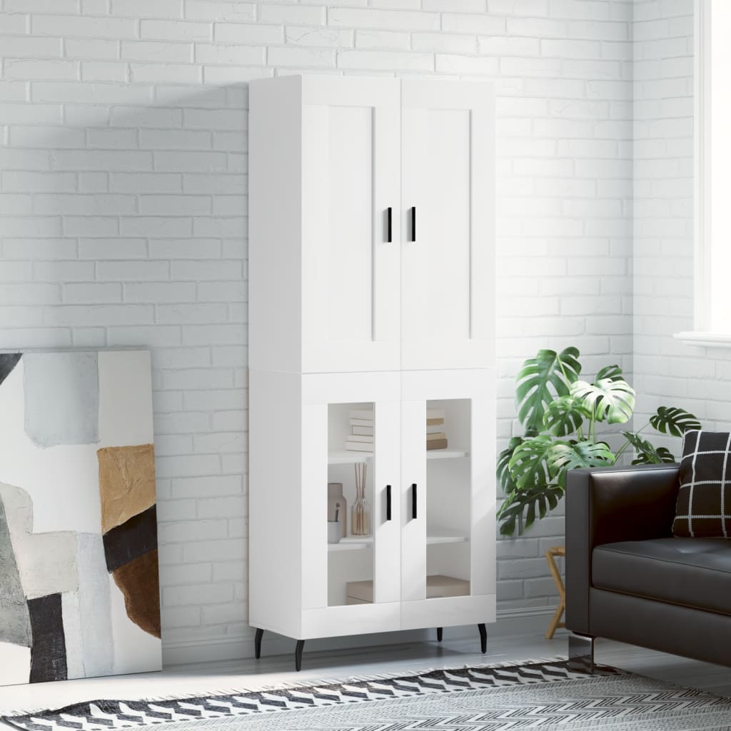 Berkfield Highboard High Gloss White 69.5x34x180 cm Engineered Wood