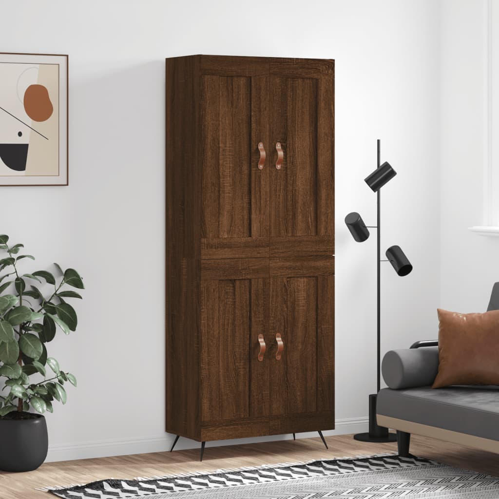 Berkfield Highboard Brown Oak 69.5x34x180 cm Engineered Wood
