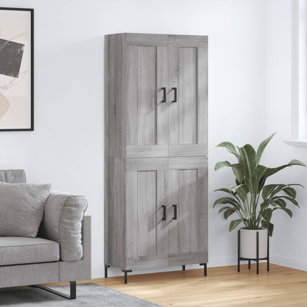 Berkfield Highboard Grey Sonoma 69.5x34x180 cm Engineered Wood