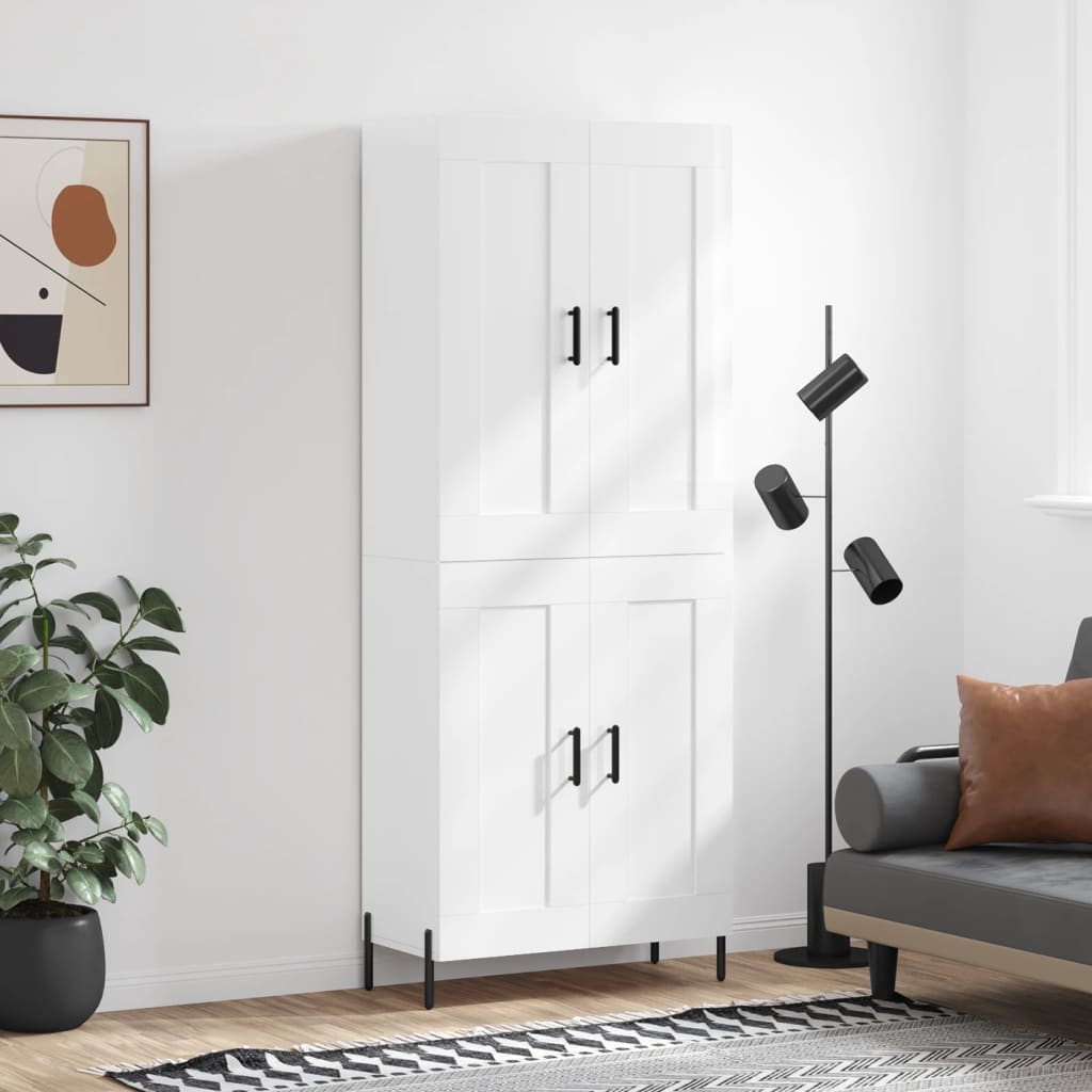 Berkfield Highboard High Gloss White 69.5x34x180 cm Engineered Wood