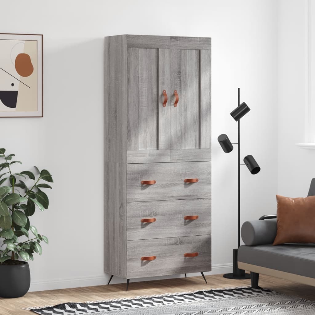 Berkfield Highboard Grey Sonoma 69.5x34x180 cm Engineered Wood