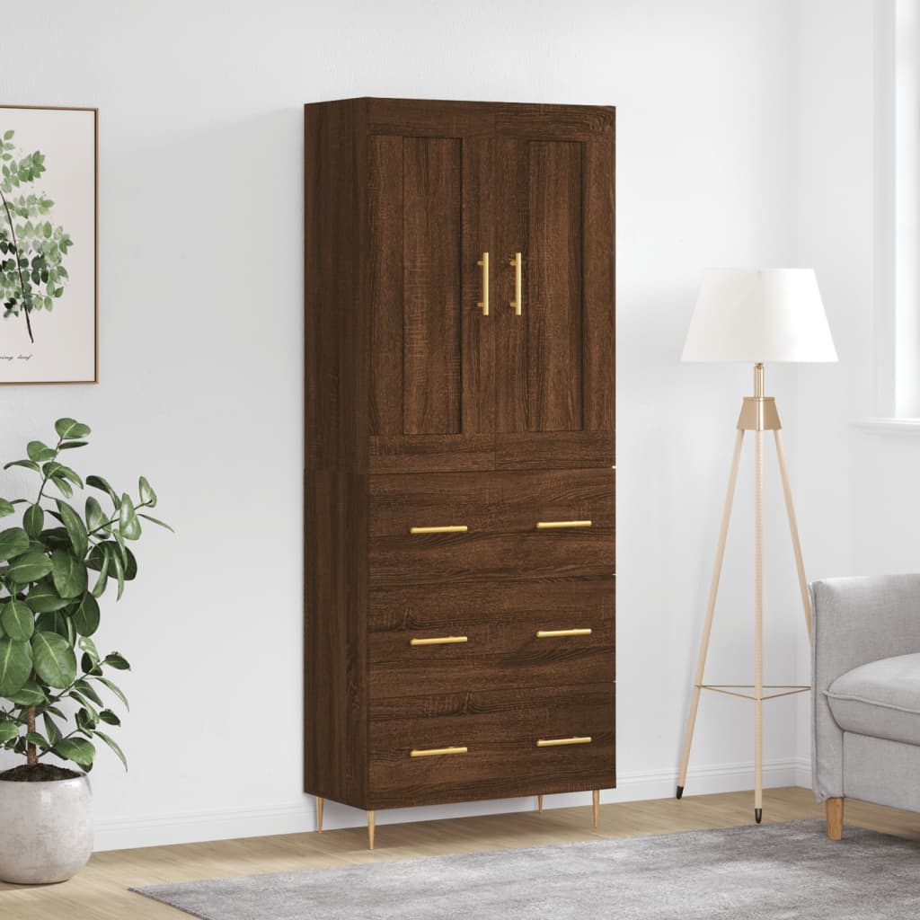 Berkfield Highboard Brown Oak 69.5x34x180 cm Engineered Wood
