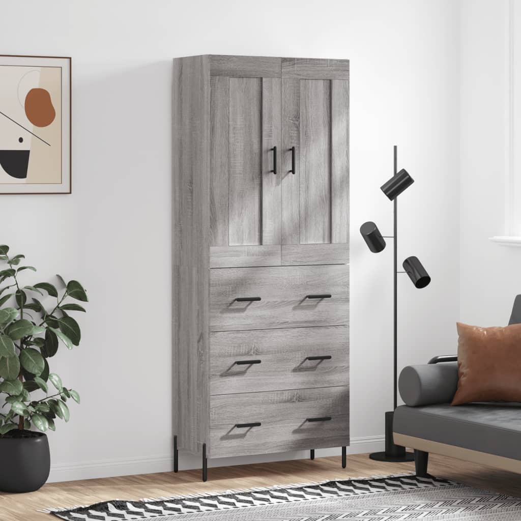 Berkfield Highboard Grey Sonoma 69.5x34x180 cm Engineered Wood