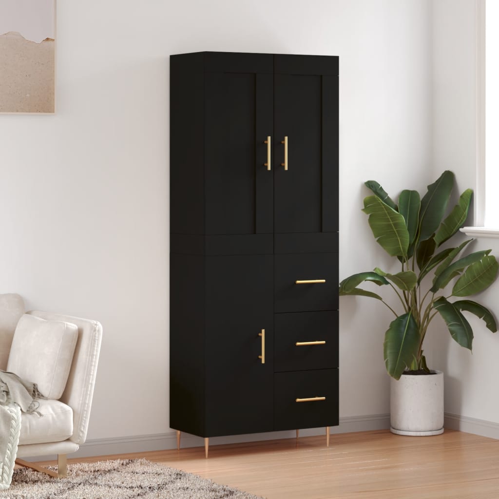 Berkfield Highboard Black 69.5x34x180 cm Engineered Wood