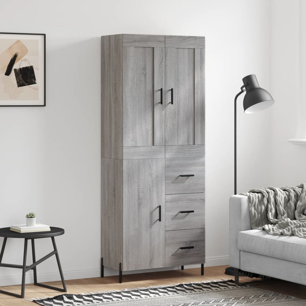 Berkfield Highboard Grey Sonoma 69.5x34x180 cm Engineered Wood