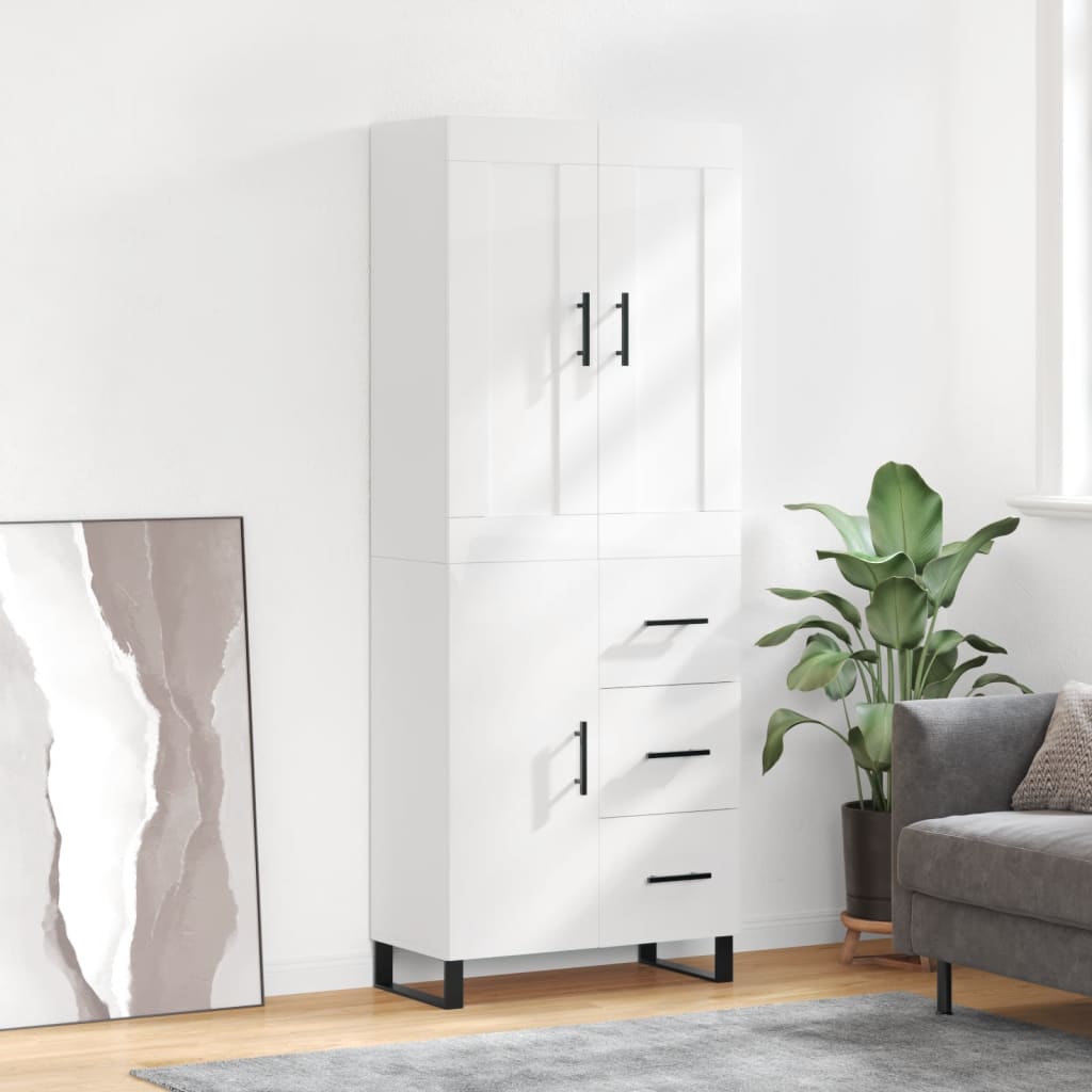 Berkfield Highboard High Gloss White 69.5x34x180 cm Engineered Wood