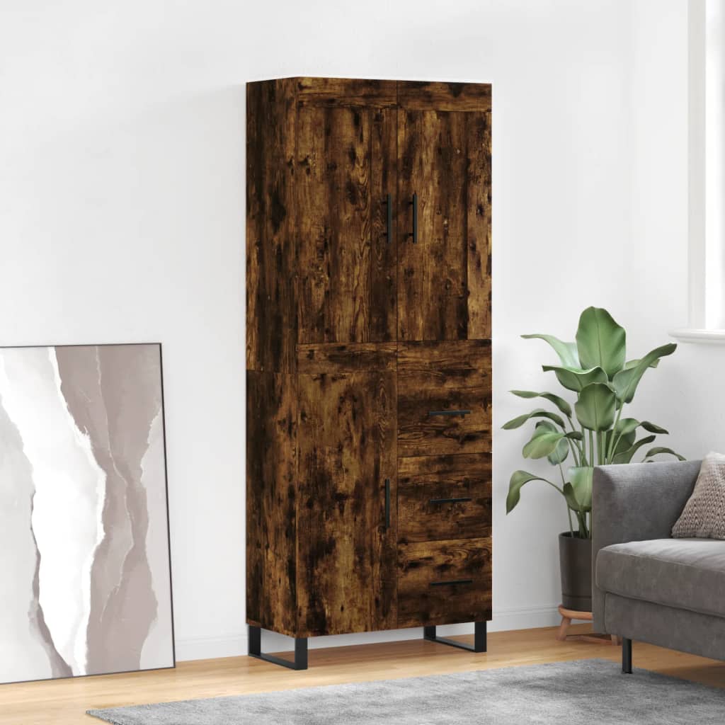 Berkfield Highboard Smoked Oak 69.5x34x180 cm Engineered Wood