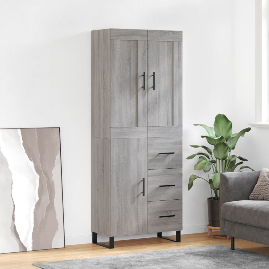 Berkfield Highboard Grey Sonoma 69.5x34x180 cm Engineered Wood