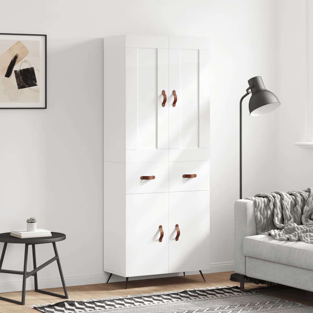 Berkfield Highboard High Gloss White 69.5x34x180 cm Engineered Wood