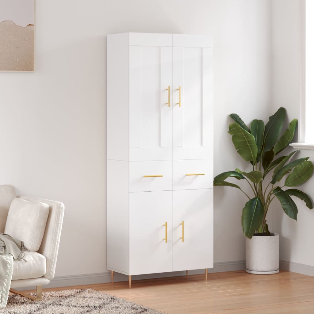 Berkfield Highboard High Gloss White 69.5x34x180 cm Engineered Wood