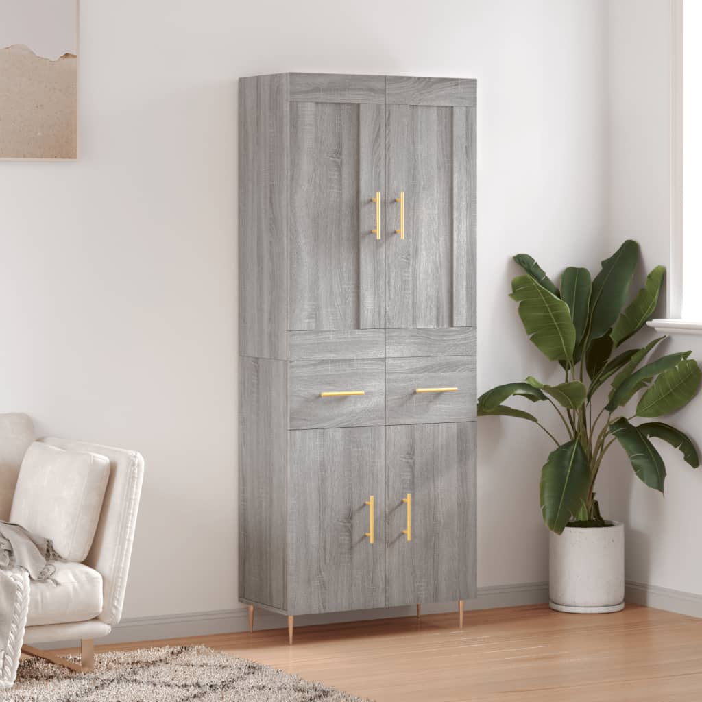 Berkfield Highboard Grey Sonoma 69.5x34x180 cm Engineered Wood