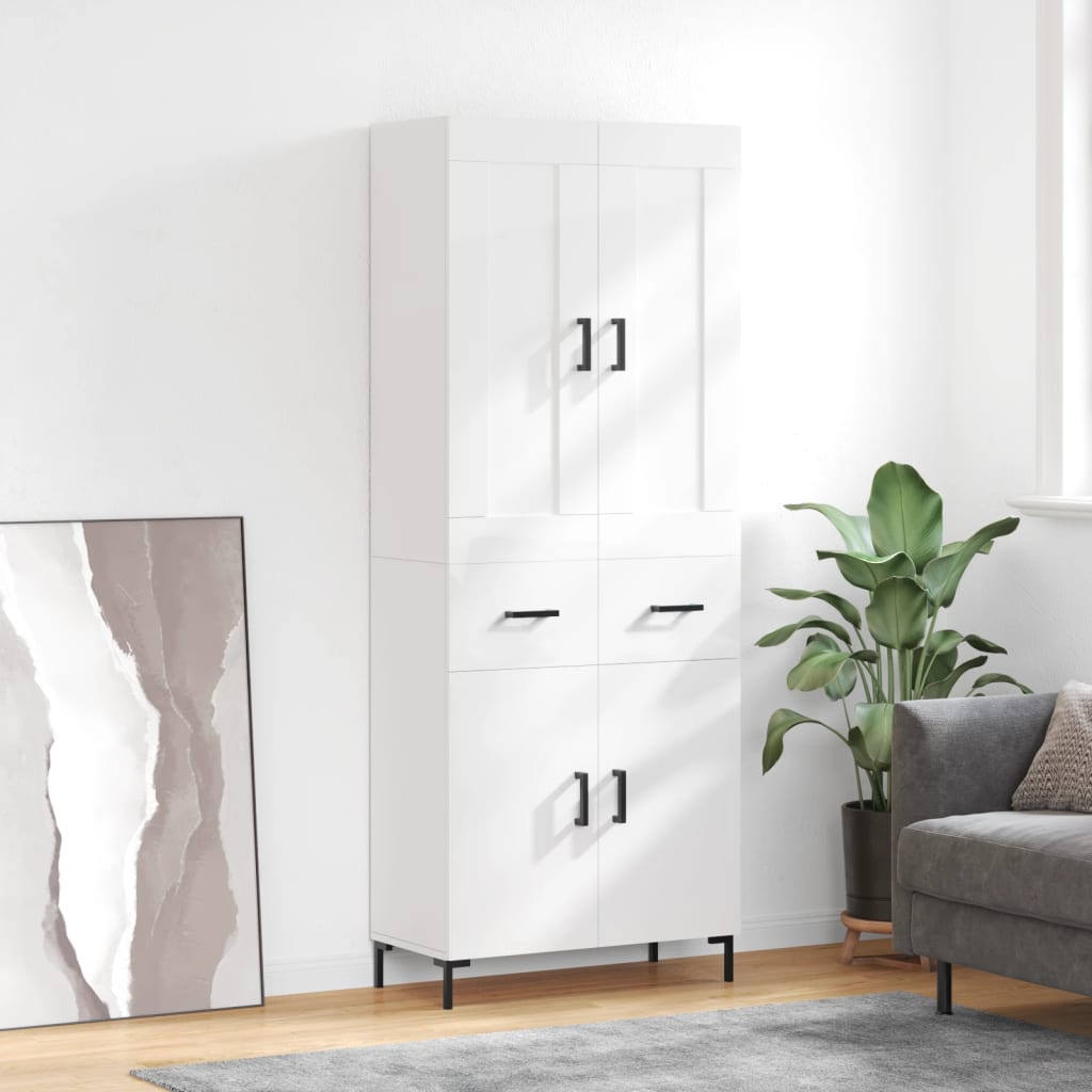 Berkfield Highboard High Gloss White 69.5x34x180 cm Engineered Wood
