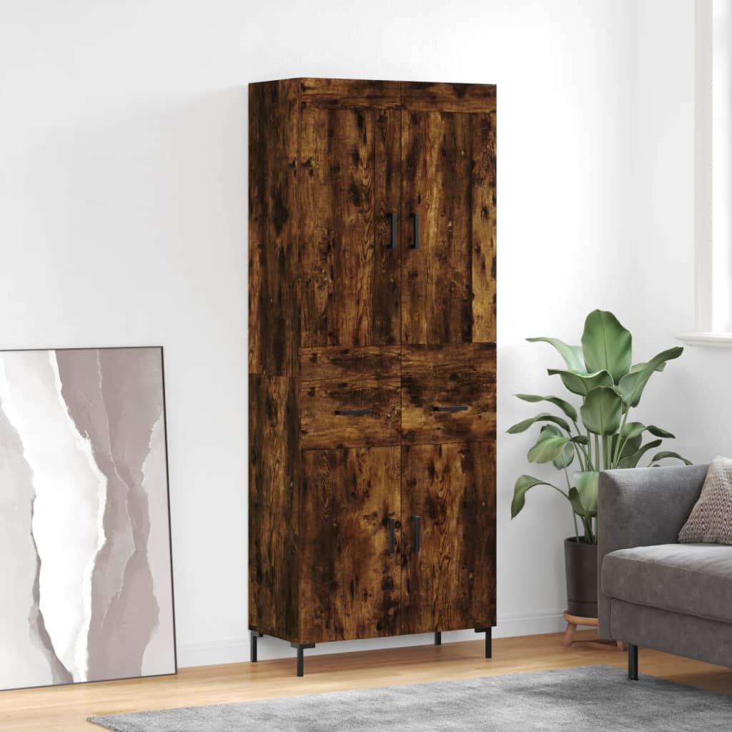 Berkfield Highboard Smoked Oak 69.5x34x180 cm Engineered Wood