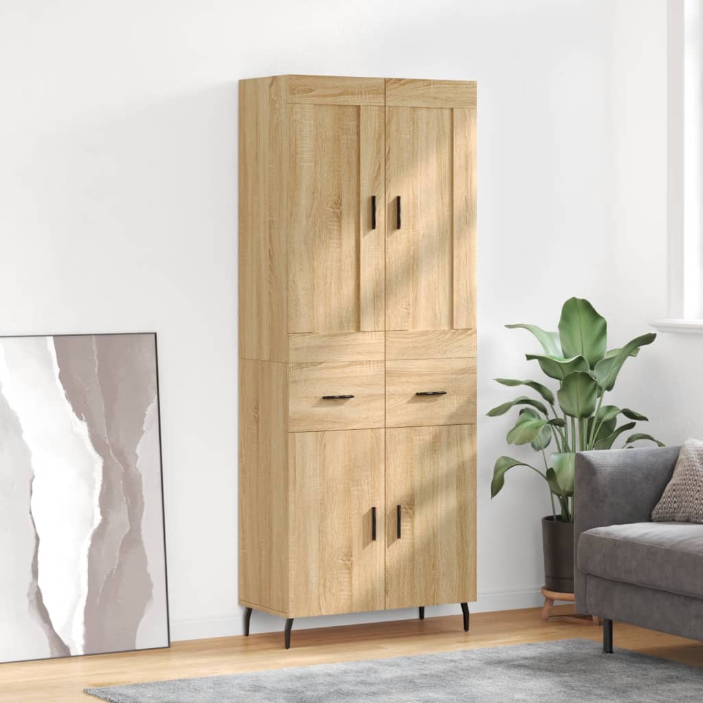 Berkfield Highboard Sonoma Oak 69.5x34x180 cm Engineered Wood