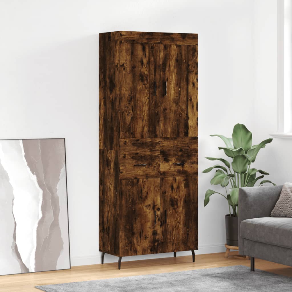 Berkfield Highboard Smoked Oak 69.5x34x180 cm Engineered Wood