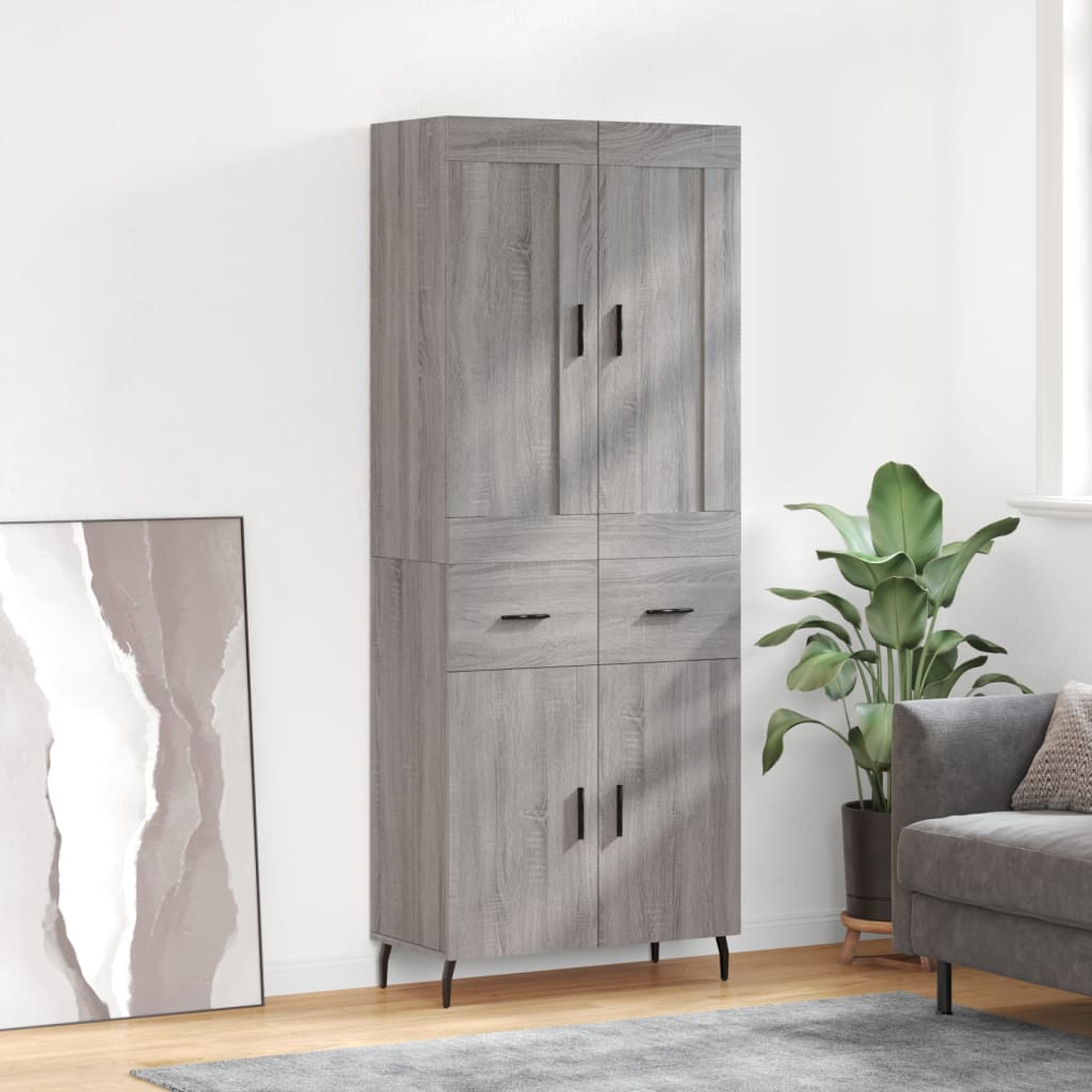 Berkfield Highboard Grey Sonoma 69.5x34x180 cm Engineered Wood