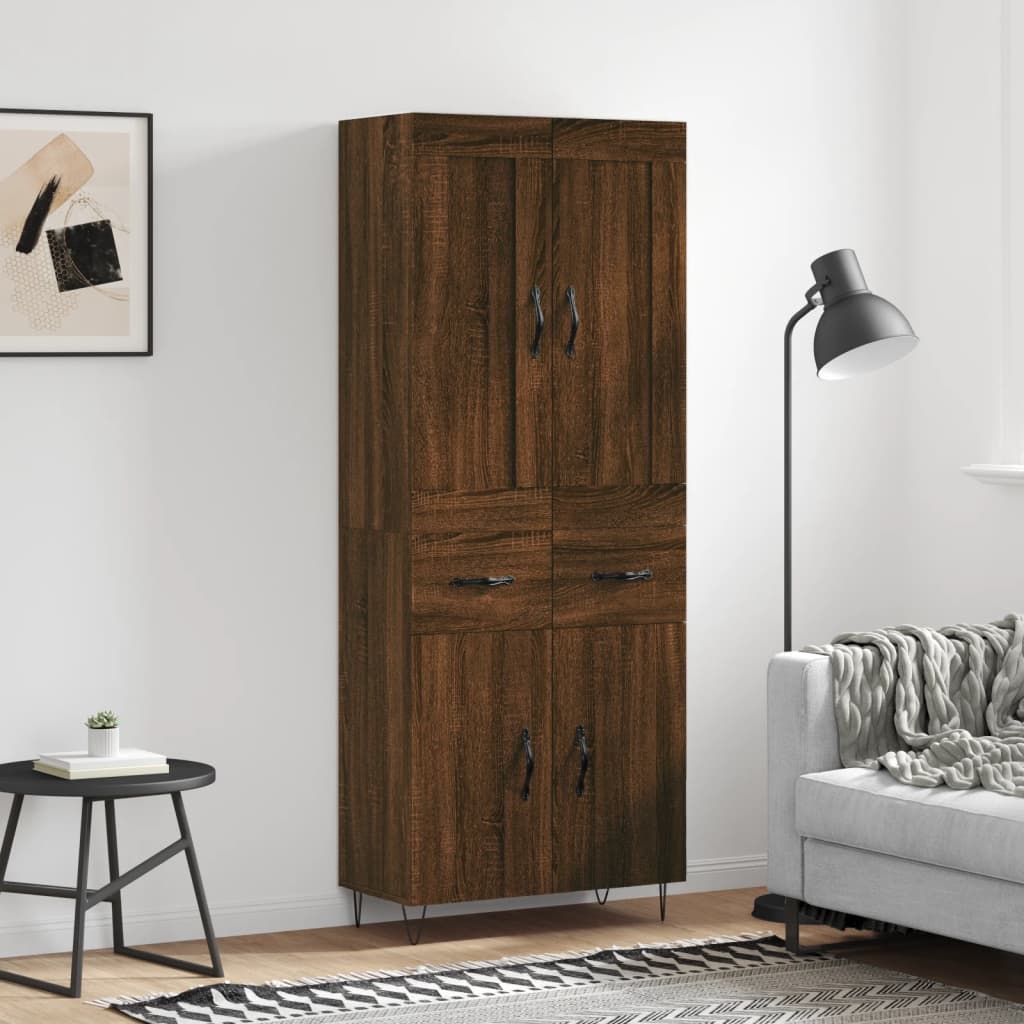Berkfield Highboard Brown Oak 69.5x34x180 cm Engineered Wood