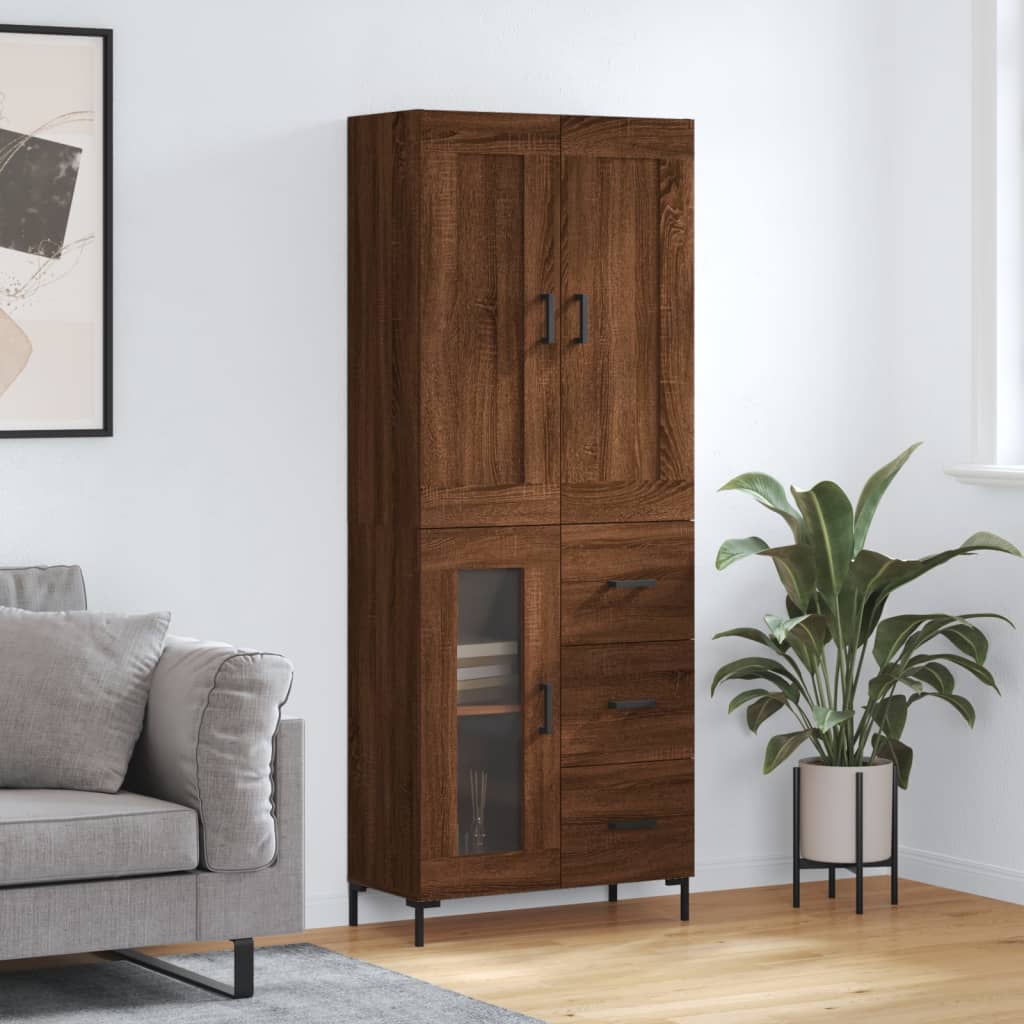 Berkfield Highboard Brown Oak 69.5x34x180 cm Engineered Wood