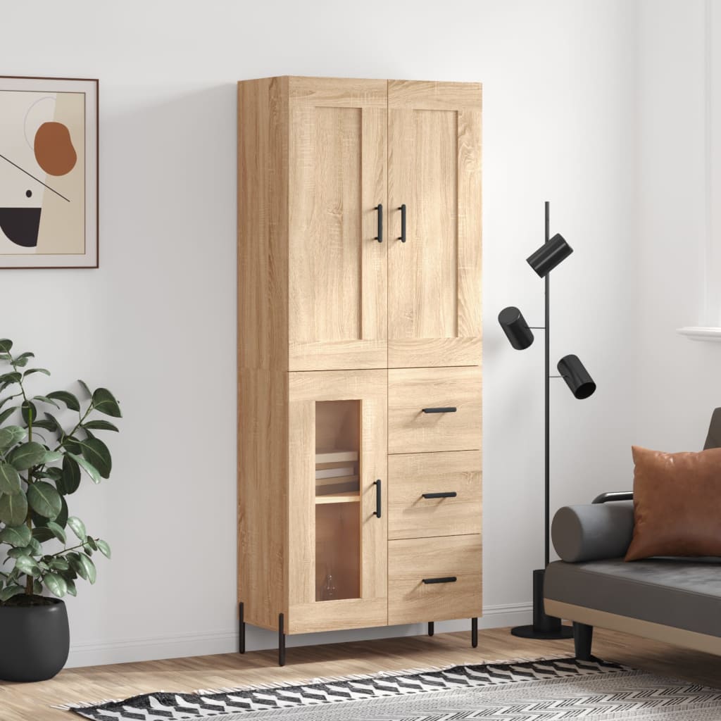 Berkfield Highboard Sonoma Oak 69.5x34x180 cm Engineered Wood