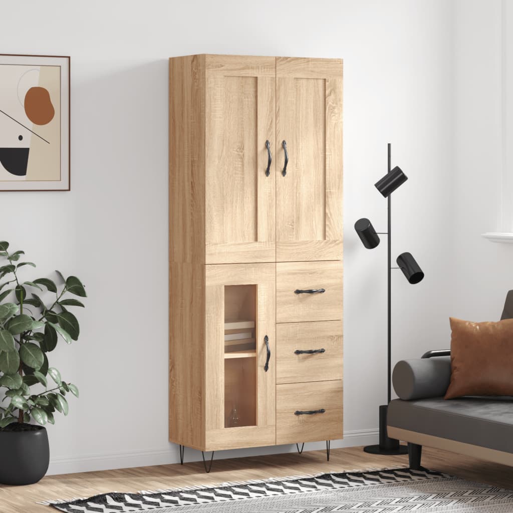 Berkfield Highboard Sonoma Oak 69.5x34x180 cm Engineered Wood