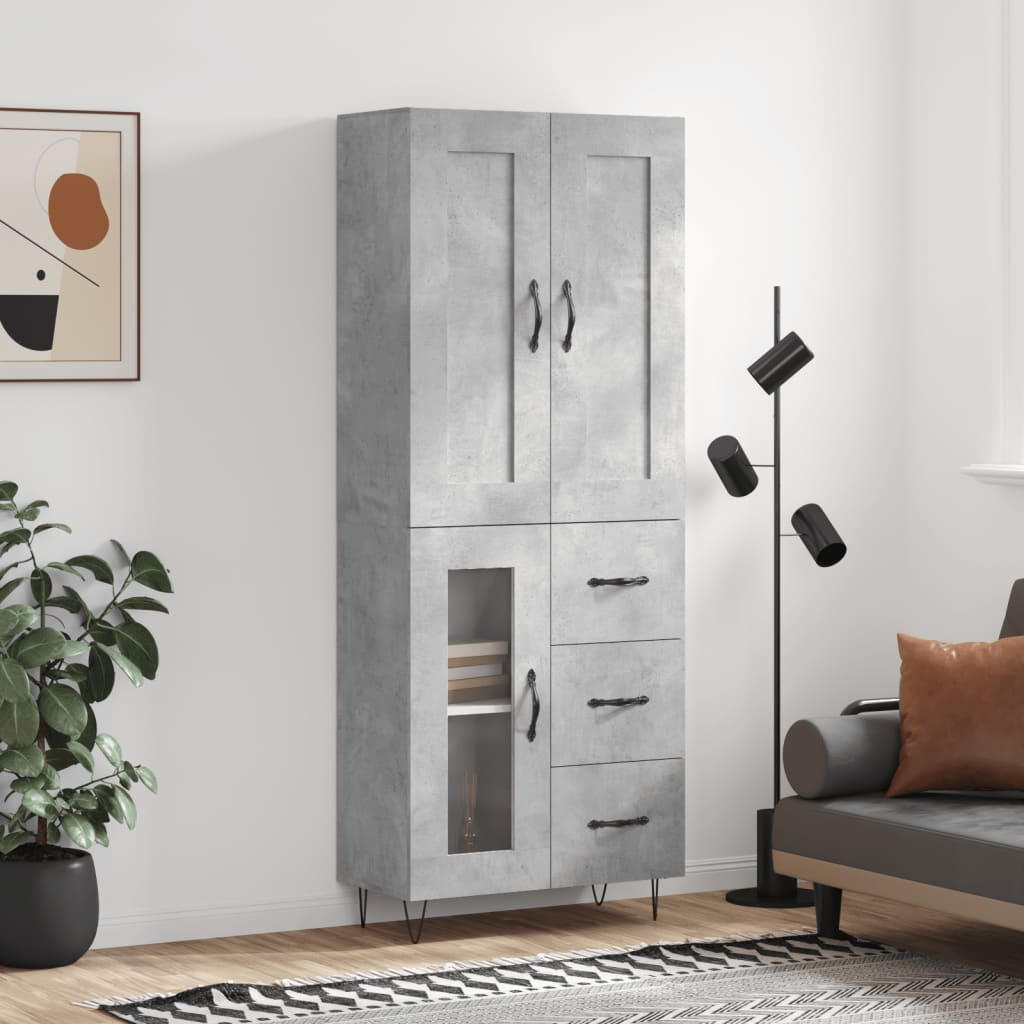 Berkfield Highboard Concrete Grey 69.5x34x180 cm Engineered Wood