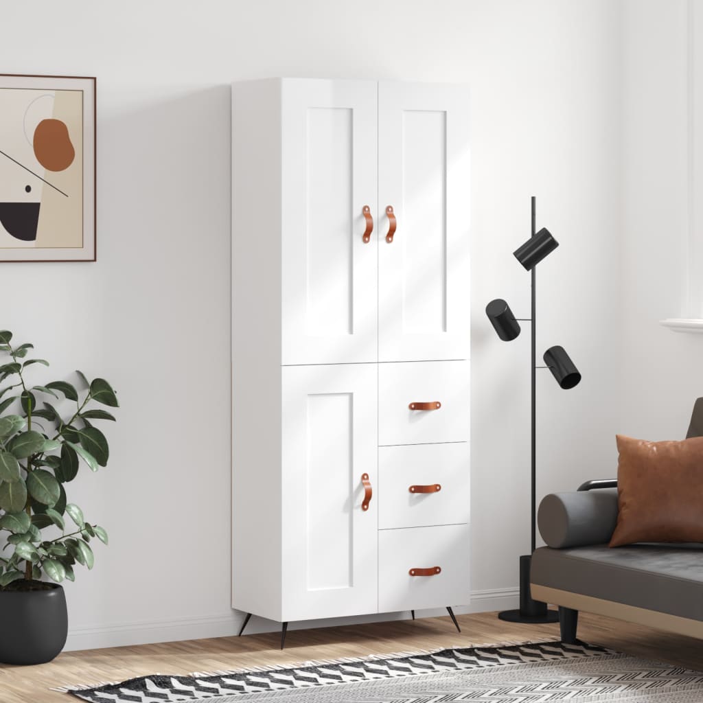 Berkfield Highboard High Gloss White 69.5x34x180 cm Engineered Wood