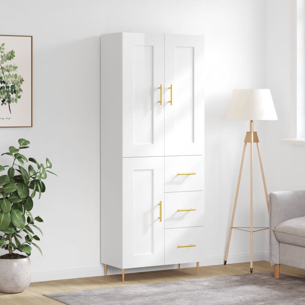 Berkfield Highboard High Gloss White 69.5x34x180 cm Engineered Wood