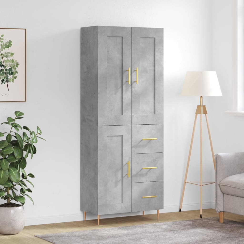 Berkfield Highboard Concrete Grey 69.5x34x180 cm Engineered Wood