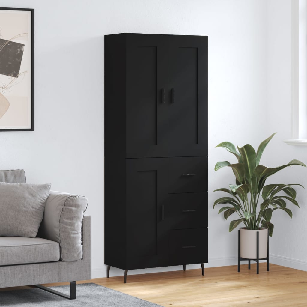 Berkfield Highboard Black 69.5x34x180 cm Engineered Wood
