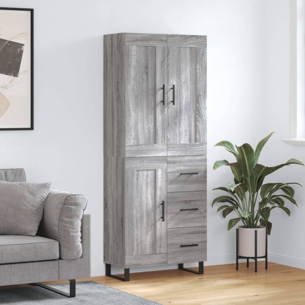 Berkfield Highboard Grey Sonoma 69.5x34x180 cm Engineered Wood
