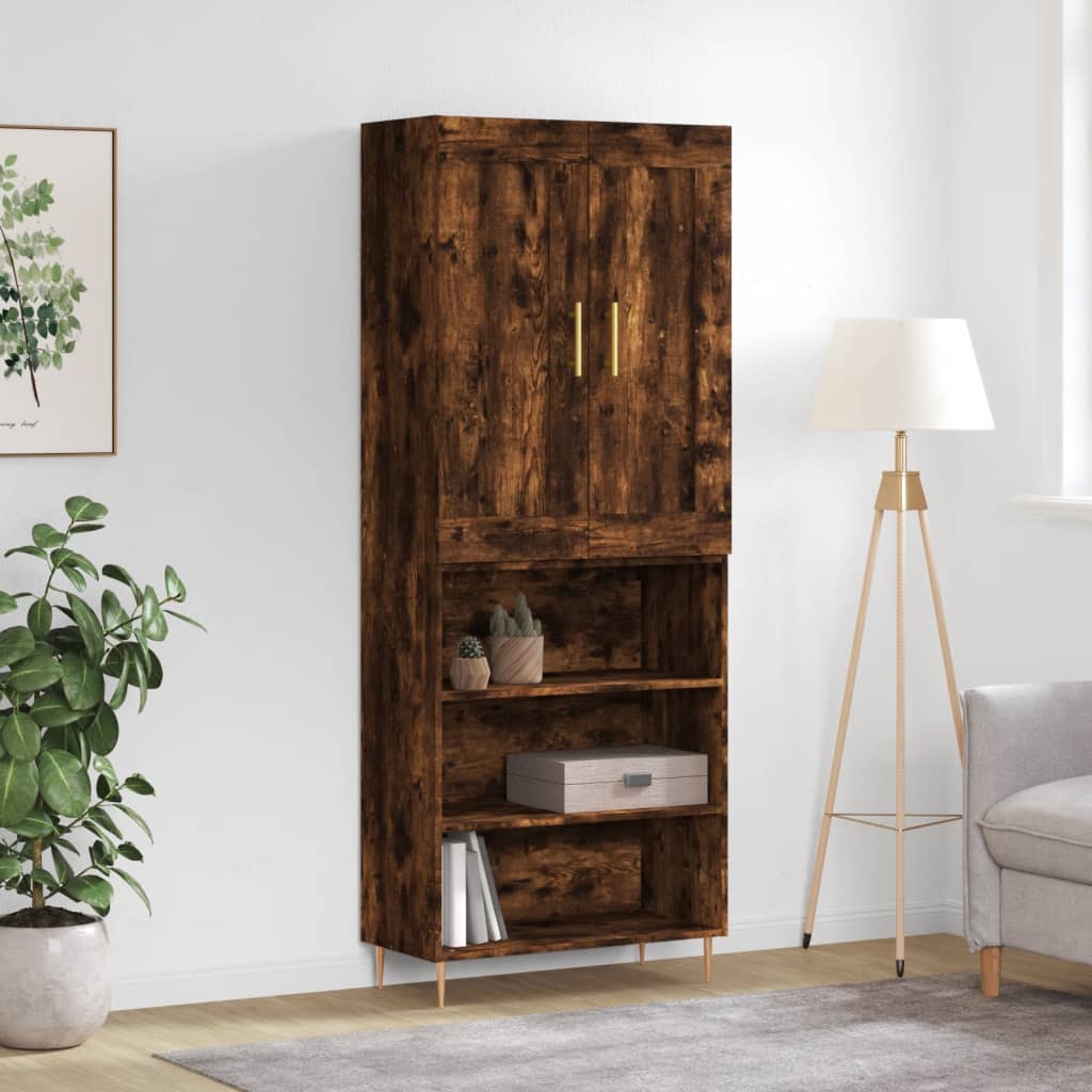 Berkfield Highboard Smoked Oak 69.5x34x180 cm Engineered Wood