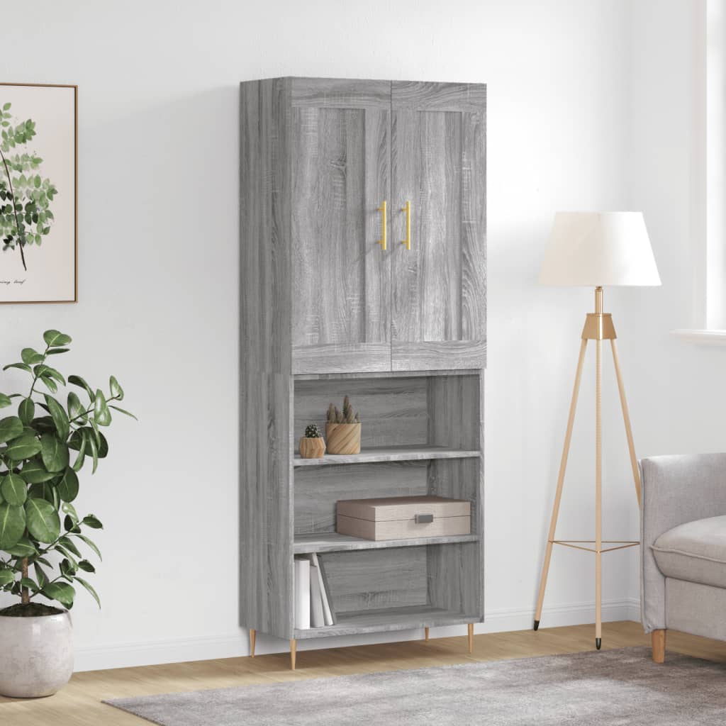 Berkfield Highboard Grey Sonoma 69.5x34x180 cm Engineered Wood