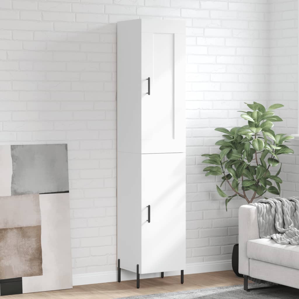 Berkfield Highboard High Gloss White 34.5x34x180 cm Engineered Wood