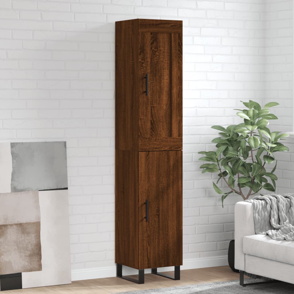 Berkfield Highboard Brown Oak 34.5x34x180 cm Engineered Wood