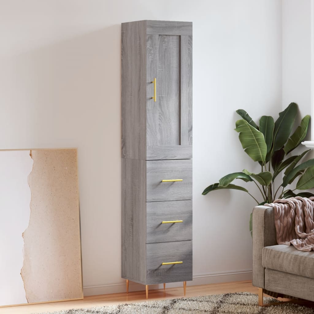 Berkfield Highboard Grey Sonoma 34.5x34x180 cm Engineered Wood