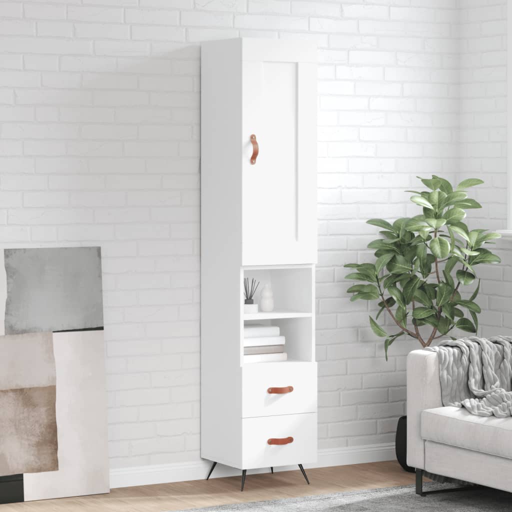 Berkfield Highboard White 34.5x34x180 cm Engineered Wood