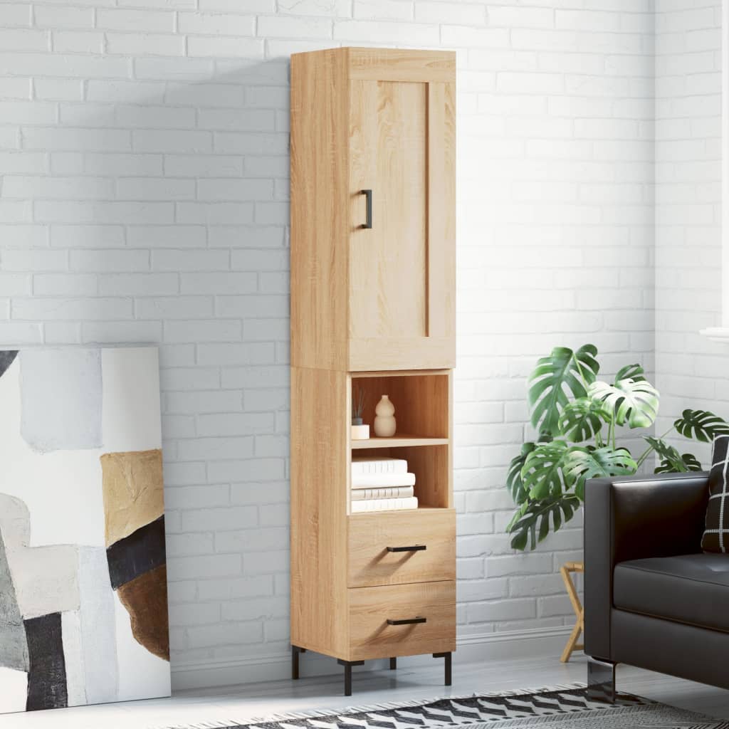 Berkfield Highboard Sonoma Oak 34.5x34x180 cm Engineered Wood