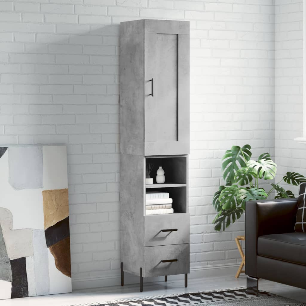 Berkfield Highboard Concrete Grey 34.5x34x180 cm Engineered Wood