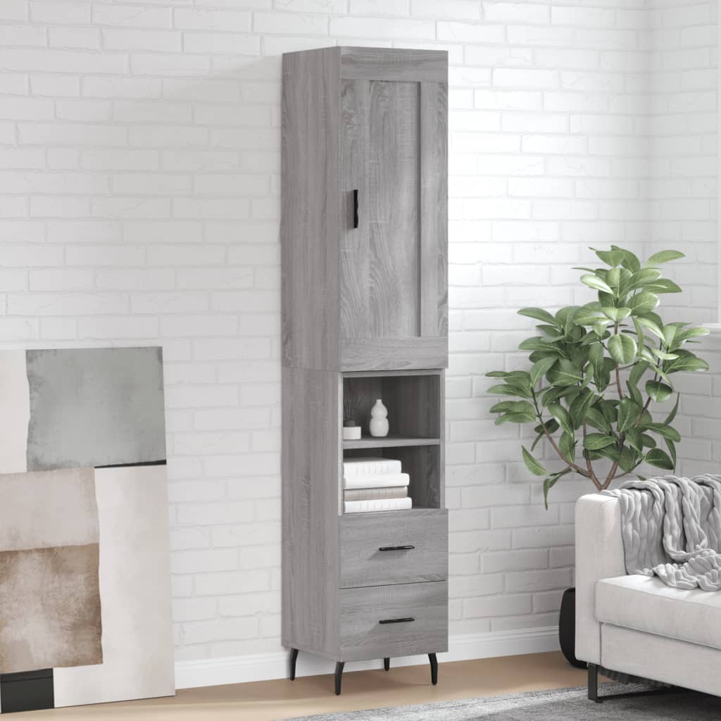 Berkfield Highboard Grey Sonoma 34.5x34x180 cm Engineered Wood