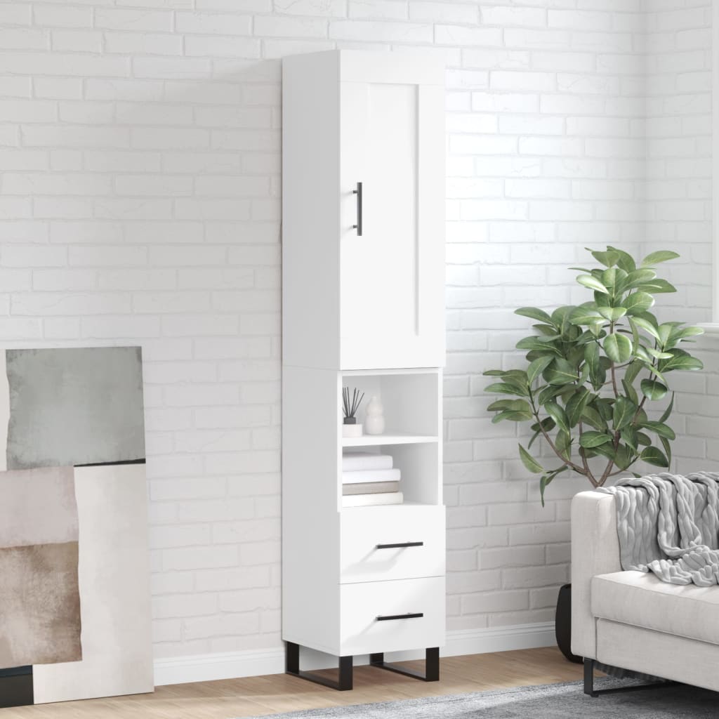 Berkfield Highboard White 34.5x34x180 cm Engineered Wood