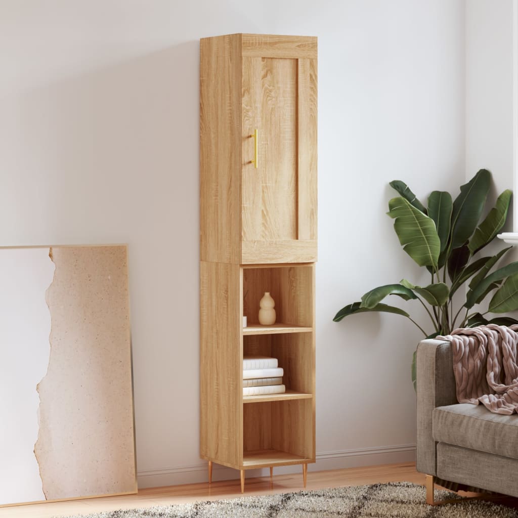 Berkfield Highboard Sonoma Oak 34.5x34x180 cm Engineered Wood