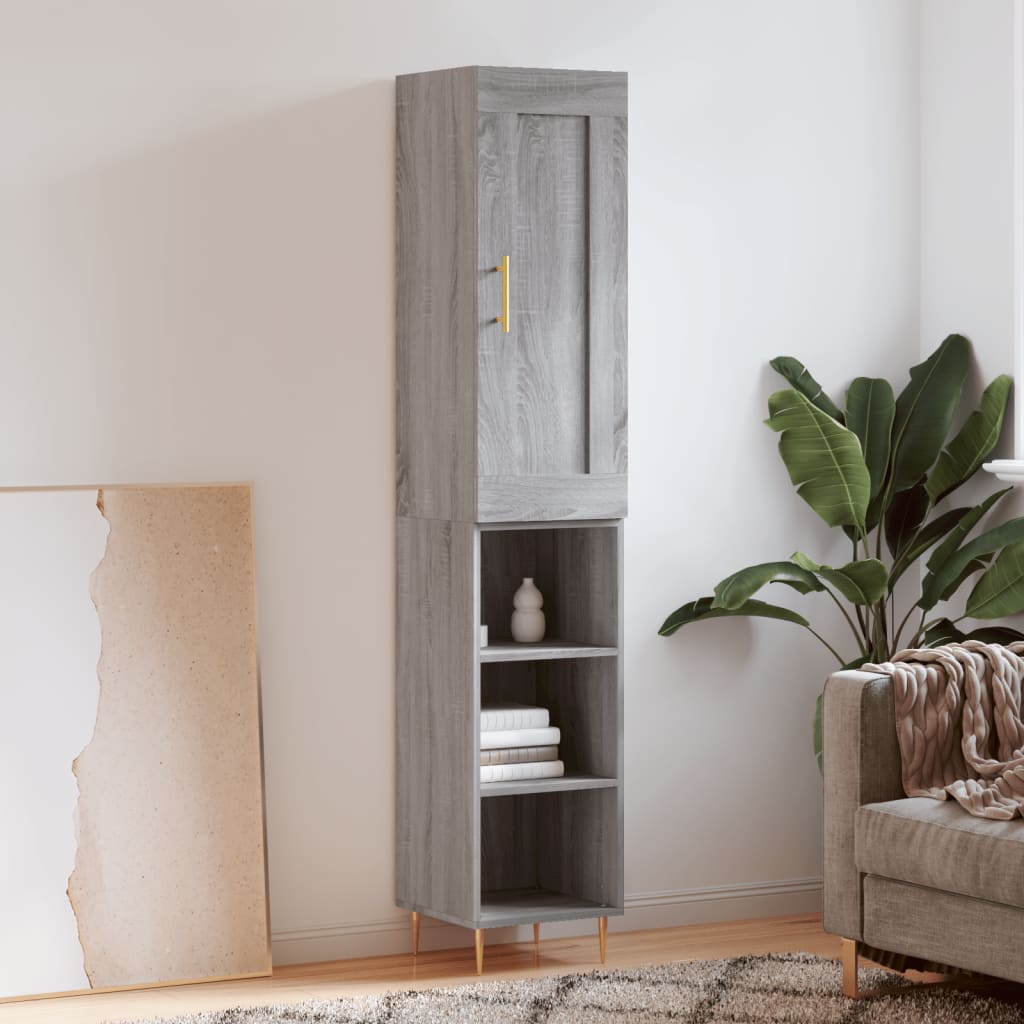 Berkfield Highboard Grey Sonoma 34.5x34x180 cm Engineered Wood