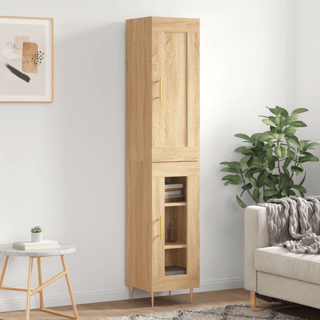 Berkfield Highboard Sonoma Oak 34.5x34x180 cm�_�__Engineered Wood
