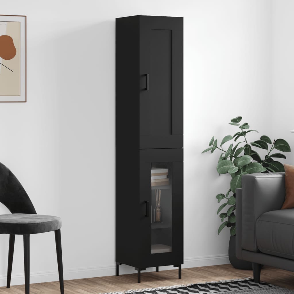 Berkfield Highboard Black 34.5x34x180 cm Engineered Wood