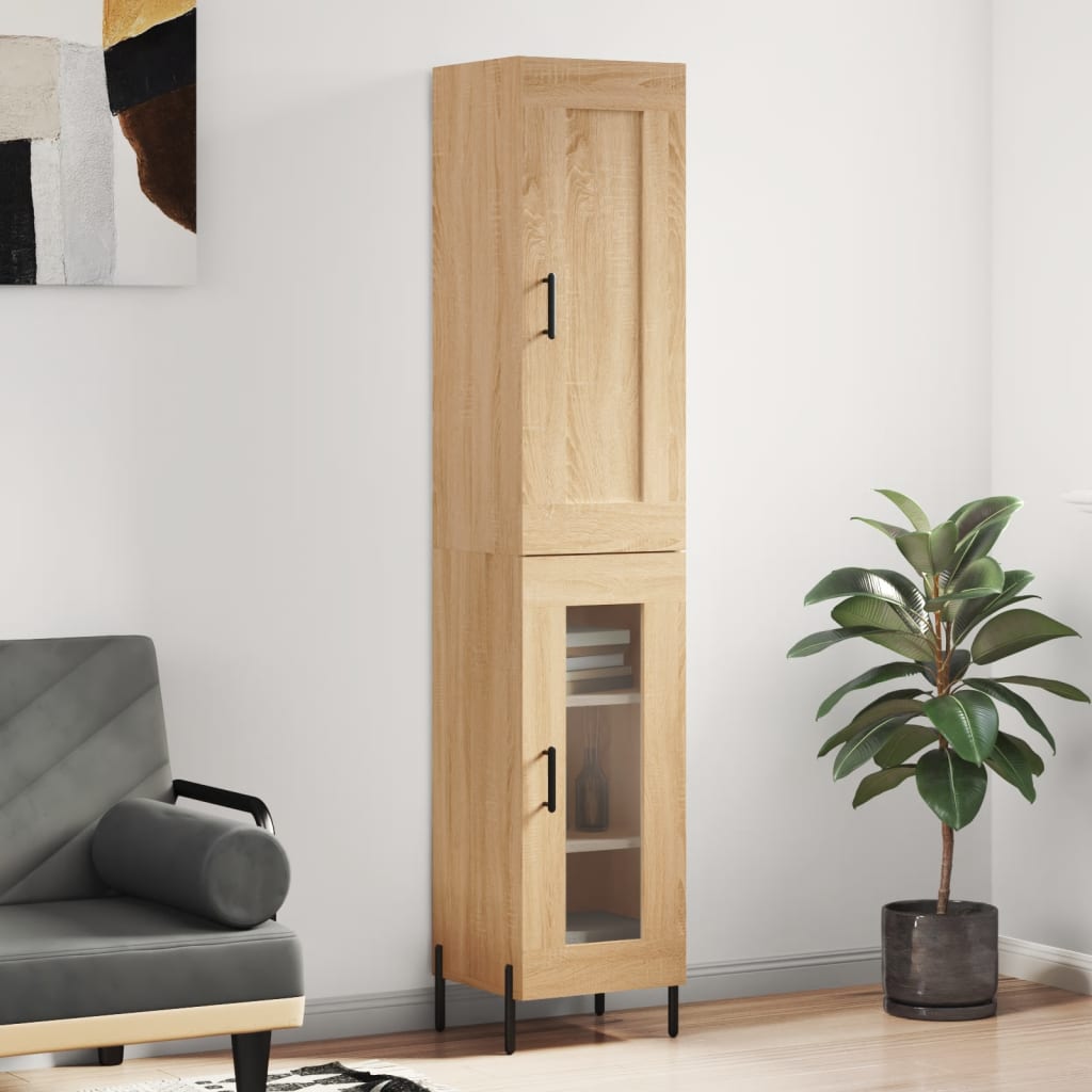 Berkfield Highboard Sonoma Oak 34.5x34x180 cm Engineered Wood