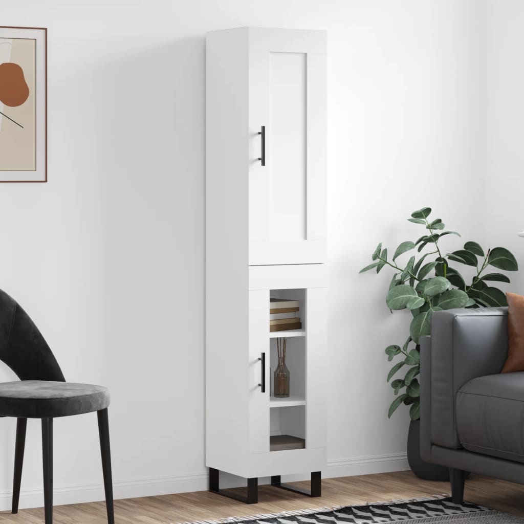 Berkfield Highboard White 34.5x34x180 cm Engineered Wood