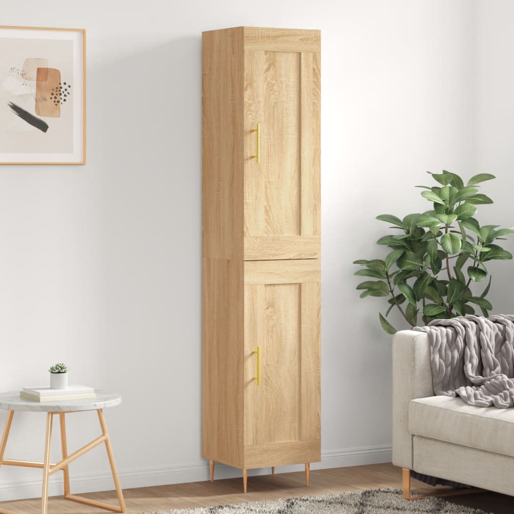 Berkfield Highboard Sonoma Oak 34.5x34x180 cm Engineered Wood