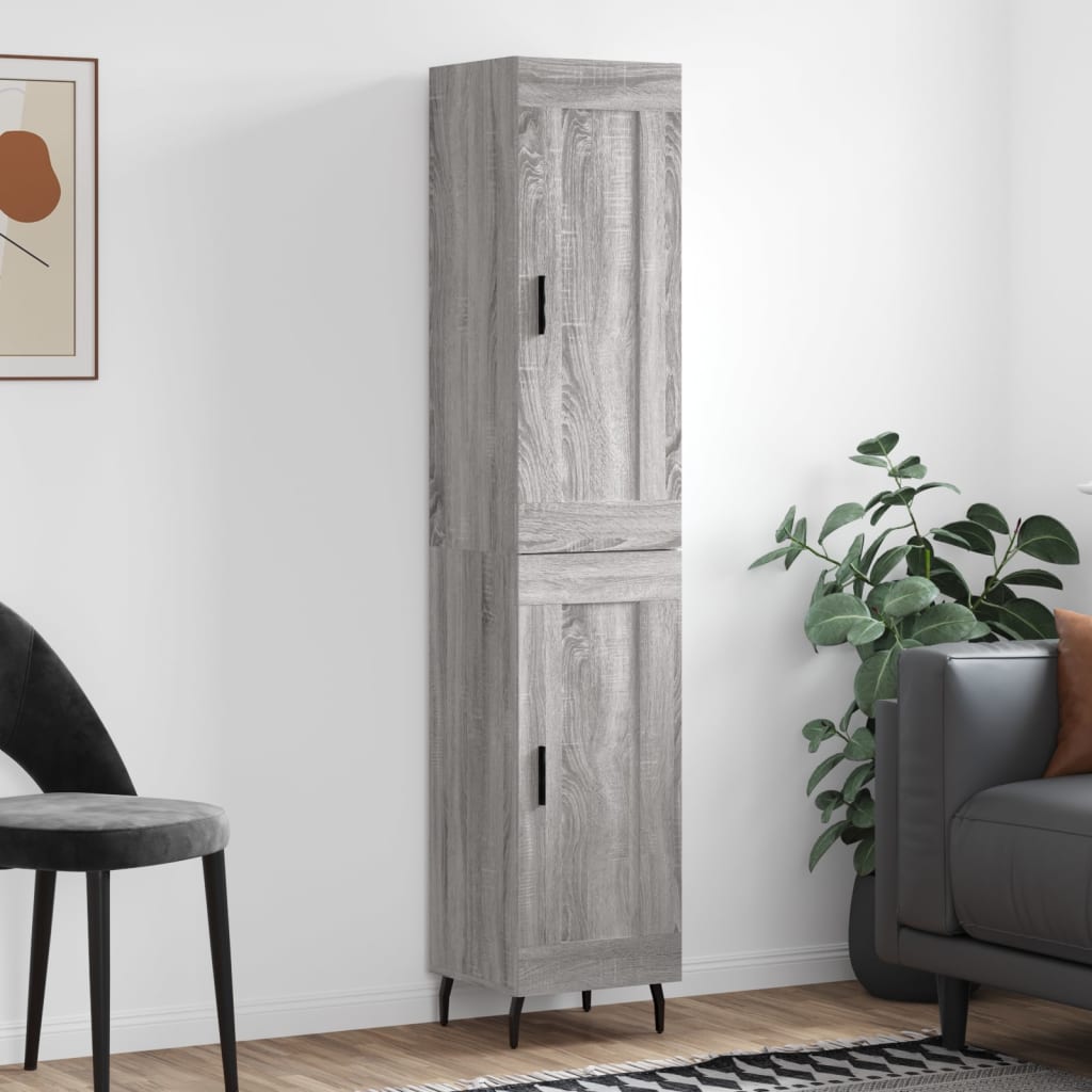 Berkfield Highboard Grey Sonoma 34.5x34x180 cm Engineered Wood