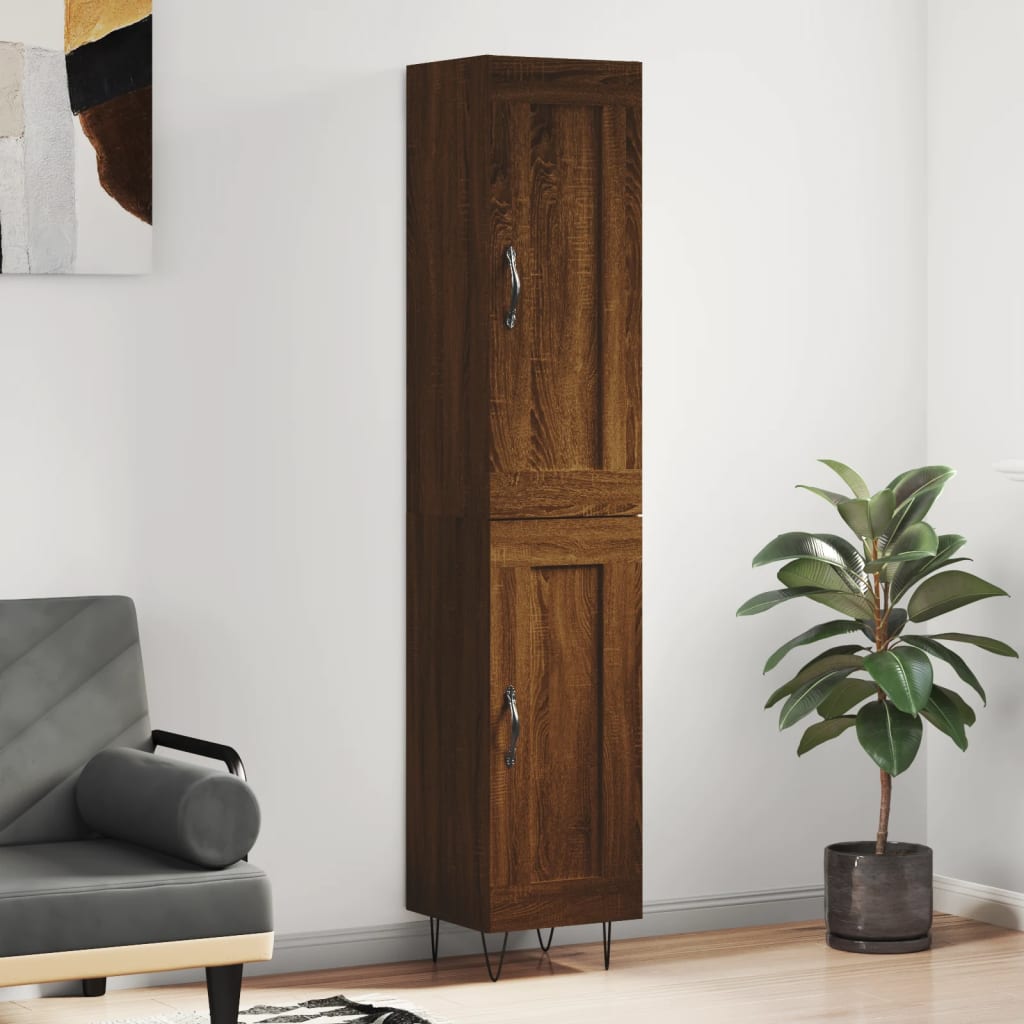 Berkfield Highboard Brown Oak 34.5x34x180 cm Engineered Wood